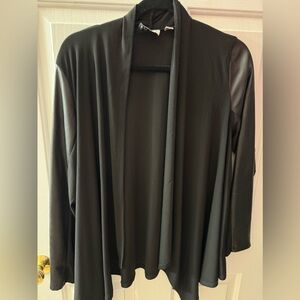 Black cardigan with leather like sleeves